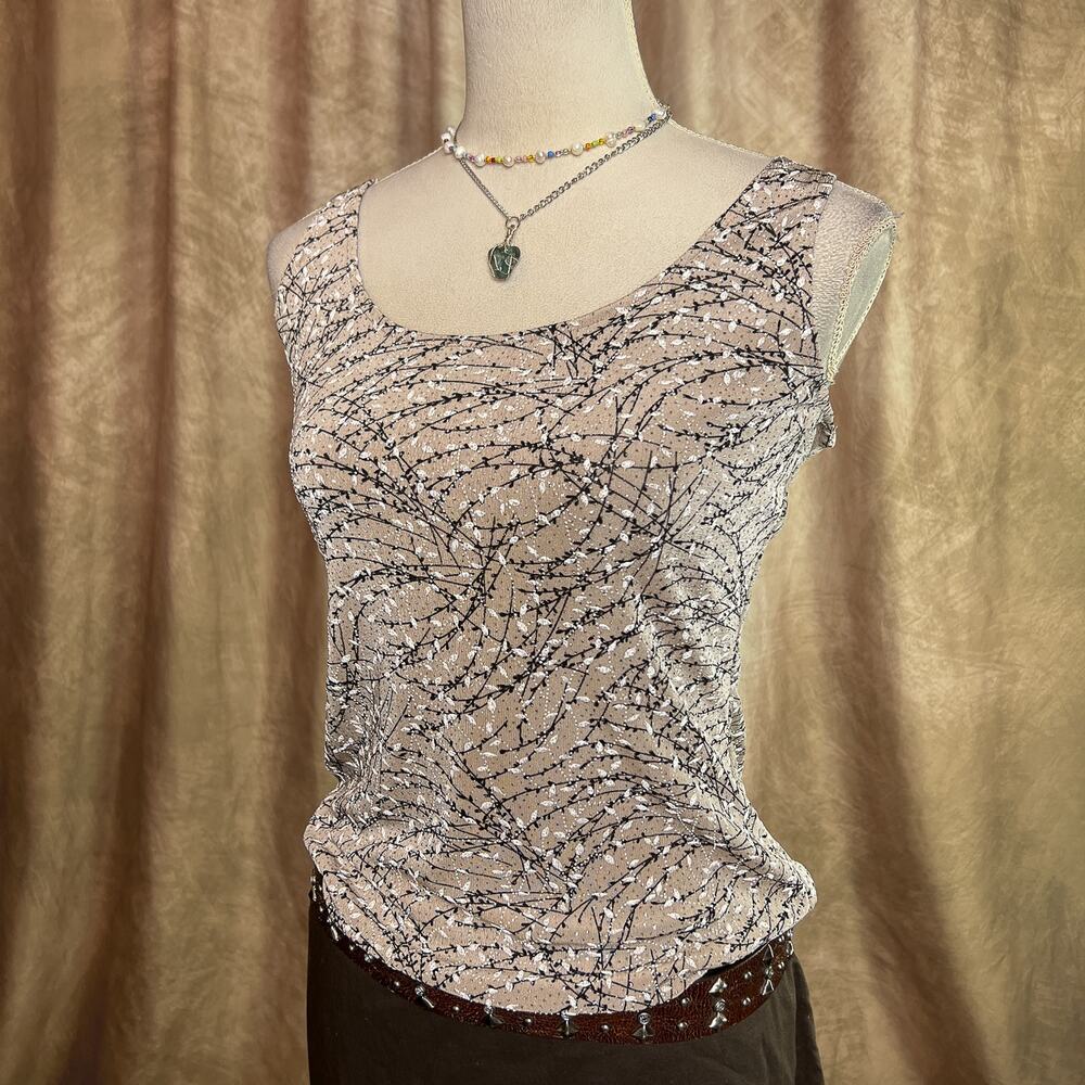 Vintage Glitter Tank Top 90s Floral Sleeveless Formal Fairy Renaissance Party